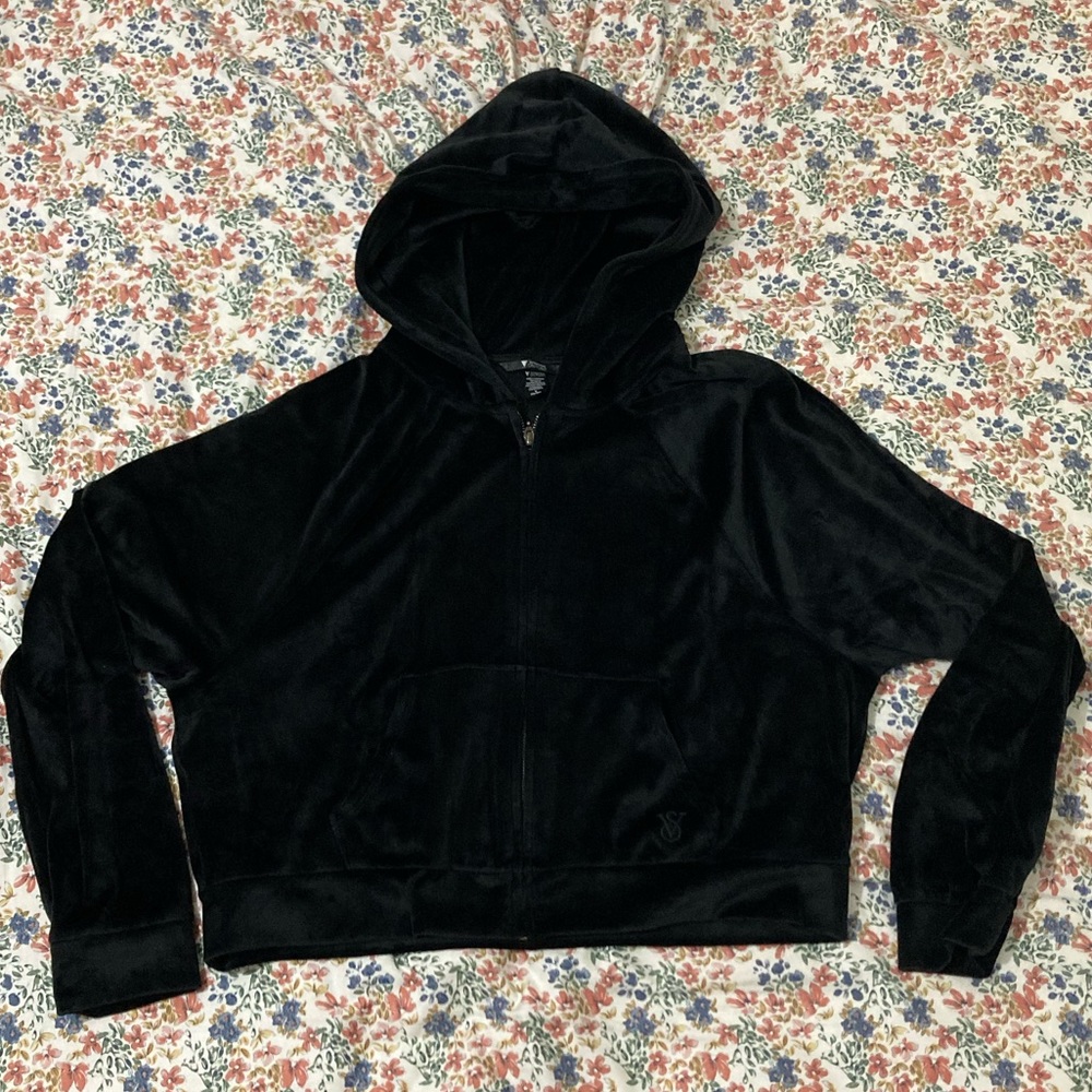 Victoria’s Secret On Point Velvet Cropped Hoodie and Joggers Set